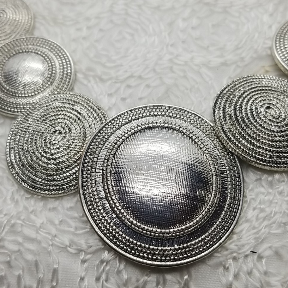 COPY - Dana Buchman Circle Bib Silver Necklace Earring - Picture 3 of 10